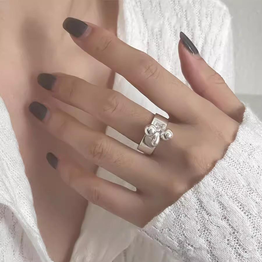 Vintage Irregular Inspired Beaded Ring For Women Copper Adjustable Open Design Chic And Stylish