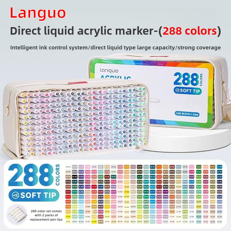 LANGUO 288/9 Colors Direct Liquid Acrylic Paint Pens Brush Color Marker Pen for Painting DIY School Art Supplies Stationery