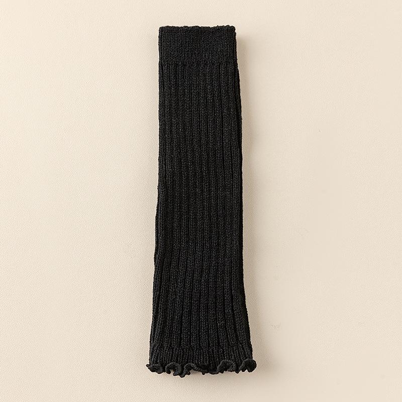 

Girls Korean-Style Knitted Lace Ruffle Socks - Calf Length, Spring/Autumn, Class A Warm Fashion One Size чёрный