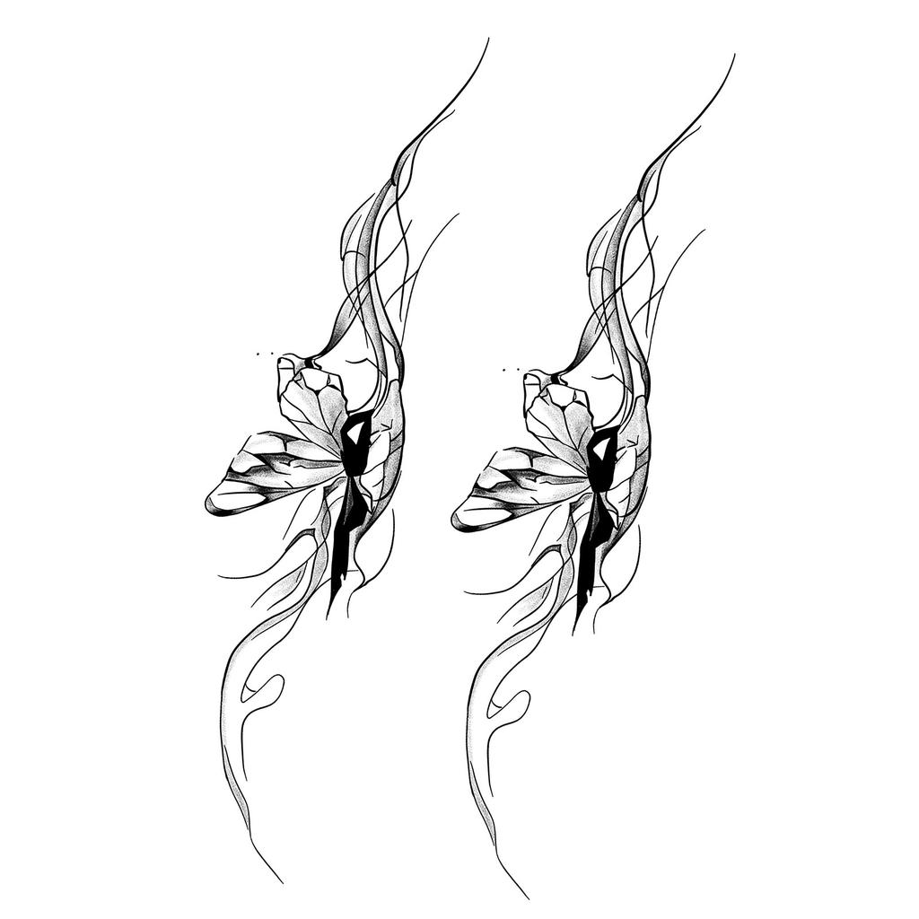 Advanced Sense Thorns Sun Moon Lotus Totem Crown Butterfly Love Flower Arm Waist Tattoo Sticker