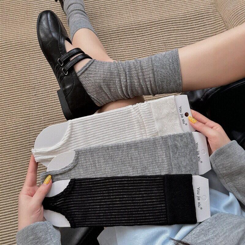 Foot-Stepping Calf Socks, Women'S Breathable Thin Foot-Pinching Flip-Flop Leg Covers, Cold Summer Ballet Style Vertical Pattern Stacking Socks