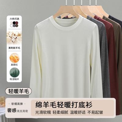 Crew Neck Wool Knitted Bottoming Shirt Women's New Early Autumn Inner Long-sleeved Top Design Slim-fitting Shirt