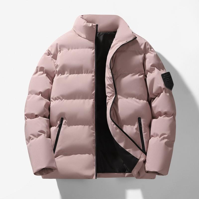 Mens Womens Winter Thick Cotton Puffer Jacket Stand Collar Zip Front Casual Streetwear Outerwear Youth