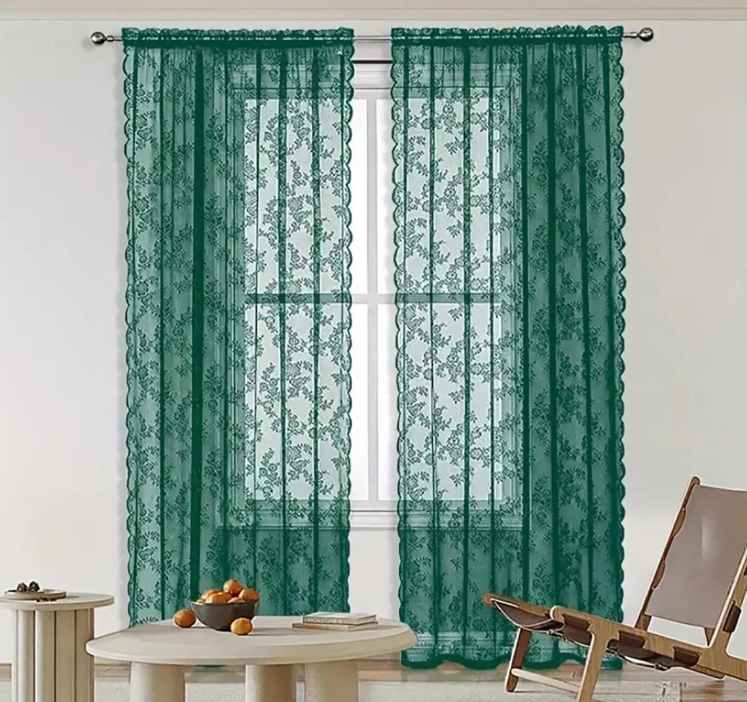 Groene Watergolf Holle Kant Gordijnen Doorzichtig Stof Gordijnen Woondecoratie 140x114cm&Fixed Pleat