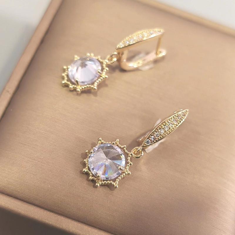 Women's Crystal Drop Earrings Gold Color Geometric Zircon Earring Fashion Party Jewelry Accessories