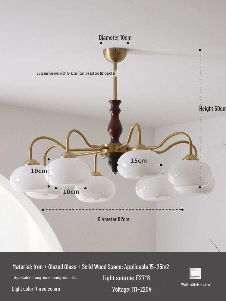 Wabi-Sabi Vintage Solid Wood Chandelier for Dining, Study, and Bedroom