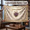 Floral Garden Theme Throw Blanket Custom Name Text Personalized Blanket Soft Cozy Blanket for Home Sofa Bed