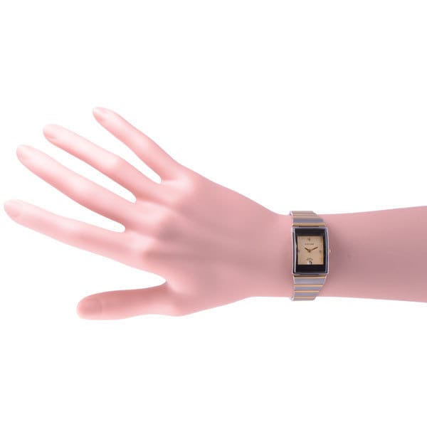 J-AXIS Dámské MJL-Y75-T (Vyrobeno v Japonsku Sun Flame) Obdélníkové hodinky zlaté analogové