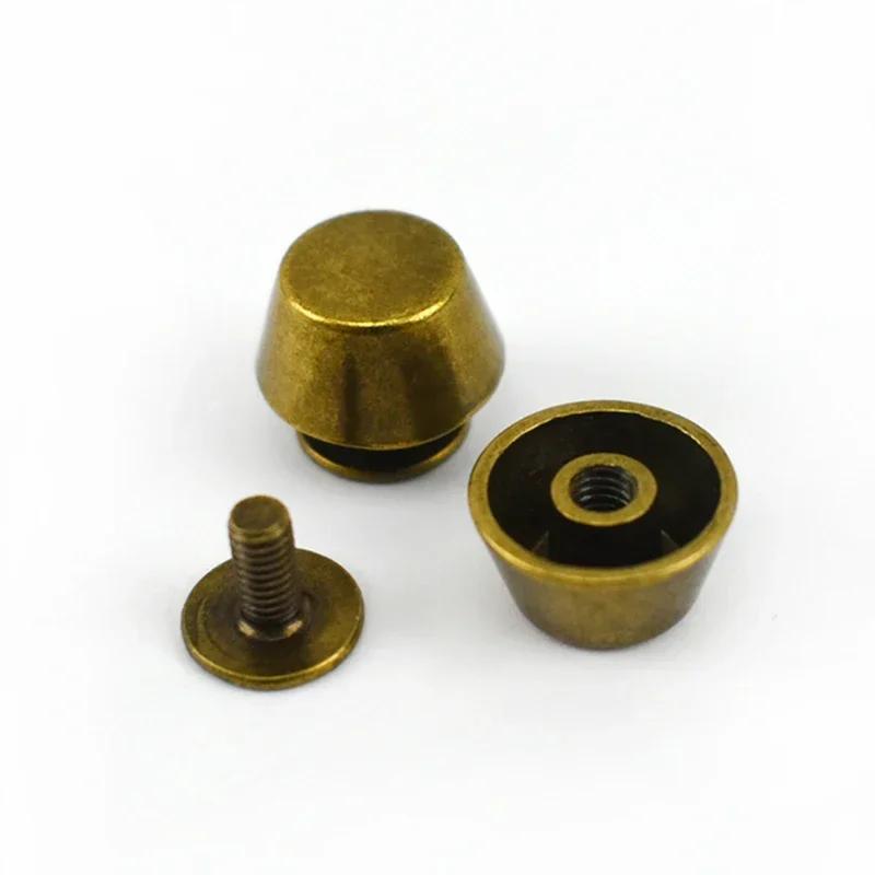 5/10/20Pcs Meetee Metal Nails Buckle Handbag Bottom Protecting Feet Bucket Shape Flat Studs Screw Rivets Bag Leather Accessories