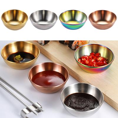 Stainless Steel Soy Sauce Dish Round Small Dish Golden Sauce Seasoning Dish
