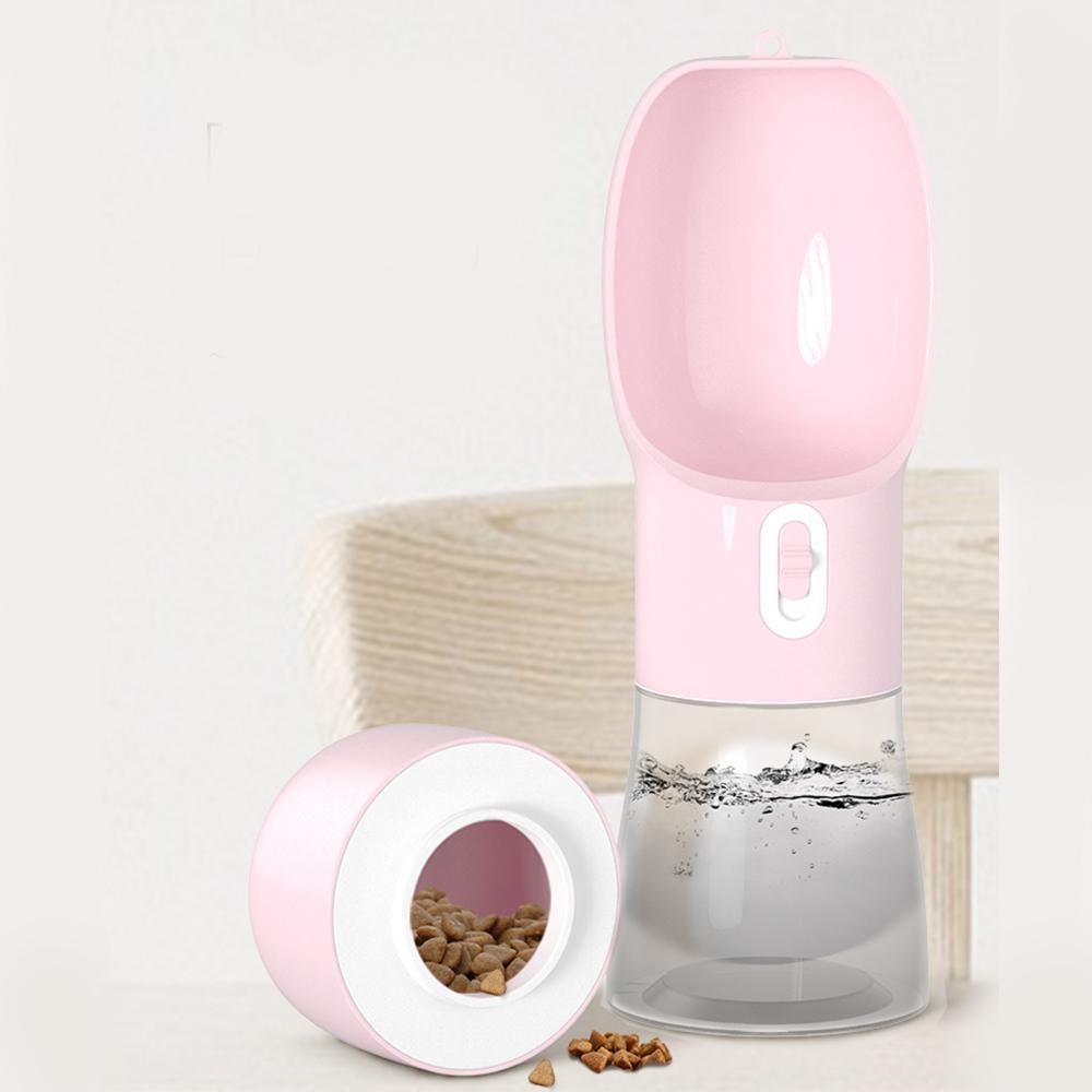 2 IN1 Dog Water Bottle Portable Drinking Feeding Puppy Bowl Food Outside Traveling Bowl 258ML Water 200ML Food Pet Container