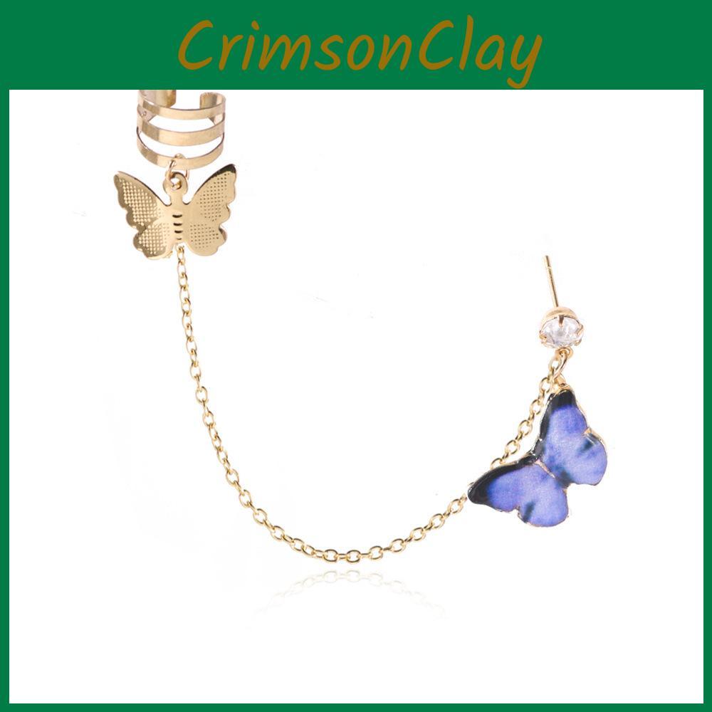 Trendy Summer Butterfly Earrings Vibrant Metal Design In Yellow Purple Blue Pink