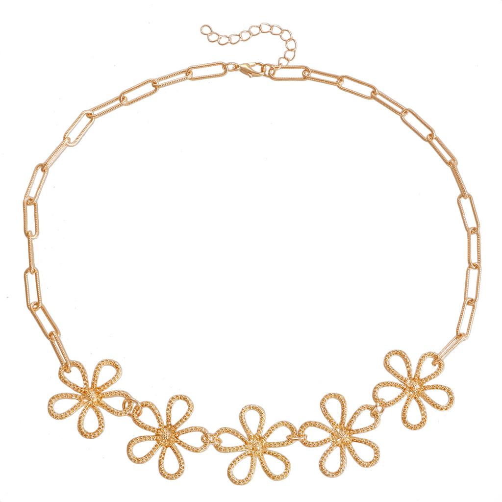 Accessories Retro Hollow Flower Chain Ethnic Style Necklace Girl Temperament Advanced Sense Bracelet