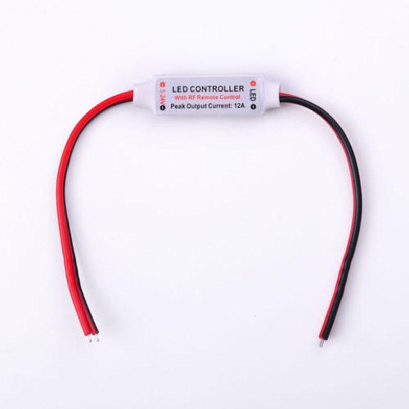 Mini 12V RF trådløs fjernkontrollbryterkontroller Inline Dimmer for LED Strip Light