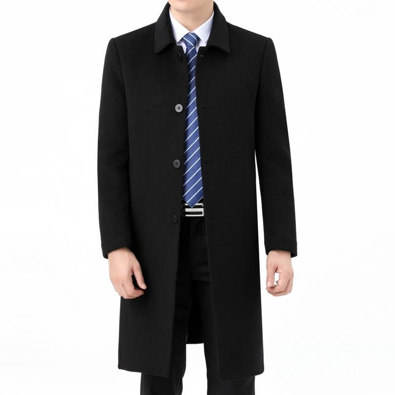 Double-sided cashmere coat for men, long woolen woolen down liner jacket, winter middle-aged woolen casual long windbreaker