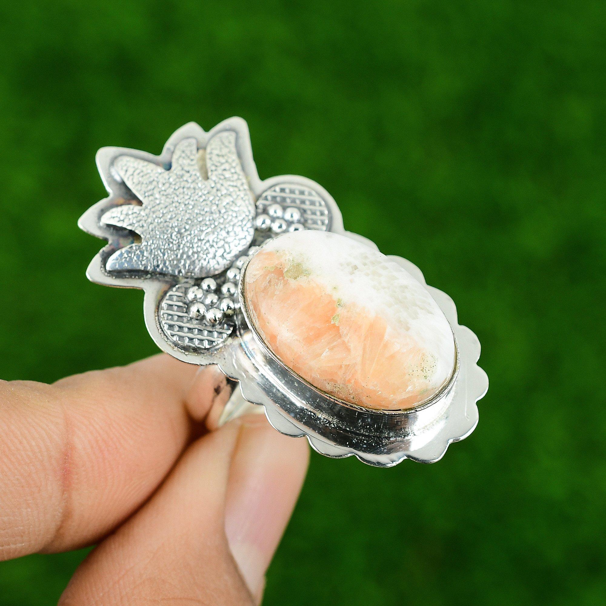 

Сколецит Камень Обещание Штабелируемое Авторское Бохо Кольцо Ювелирное изделие Серебро 925 пробы Adjustable