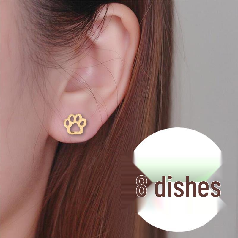 Cute Bear Paw Earrings: Simple Animal Footprint Ear Accessories