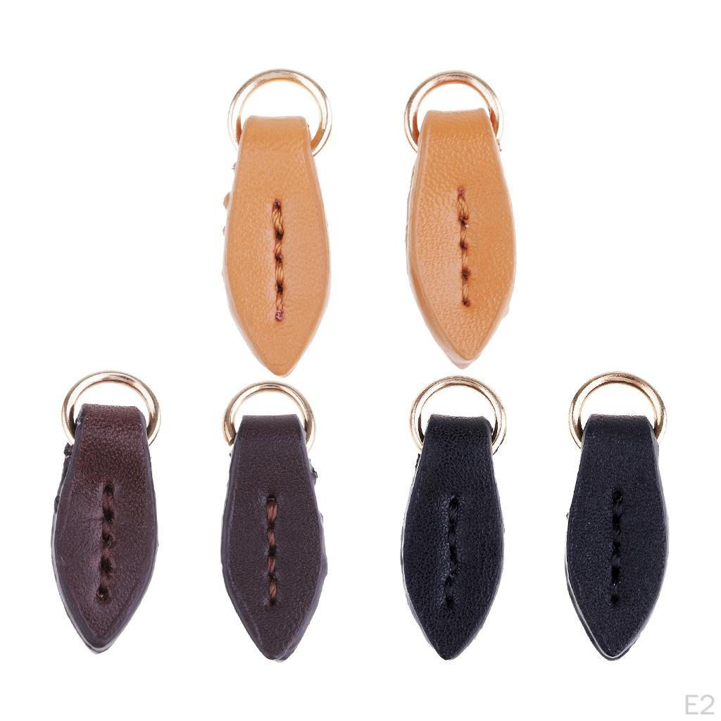 1 Set Leaf Shape Zipper Heads Leather Zip Pendant Puller For Luggage Handbags