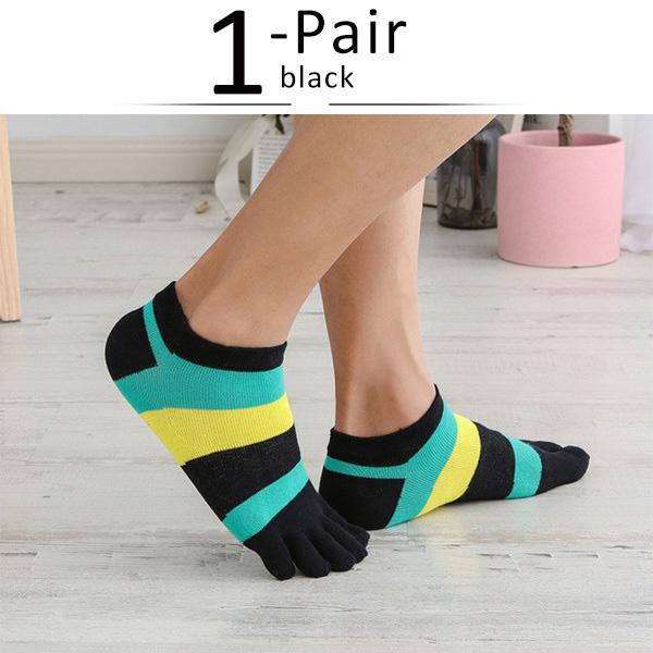 Casual 5 Finger Socks Man Cotton Striped Patchwork Young Fashion Shallow Mouth No Show Invisible 5 Finger Happy Socks Summer