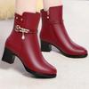 Women's Boots 2025 Winter New Collection Plush Cotton Boots Women's Pearl Middle Heel Boots Middle Heel Boots Thick Heel Women's