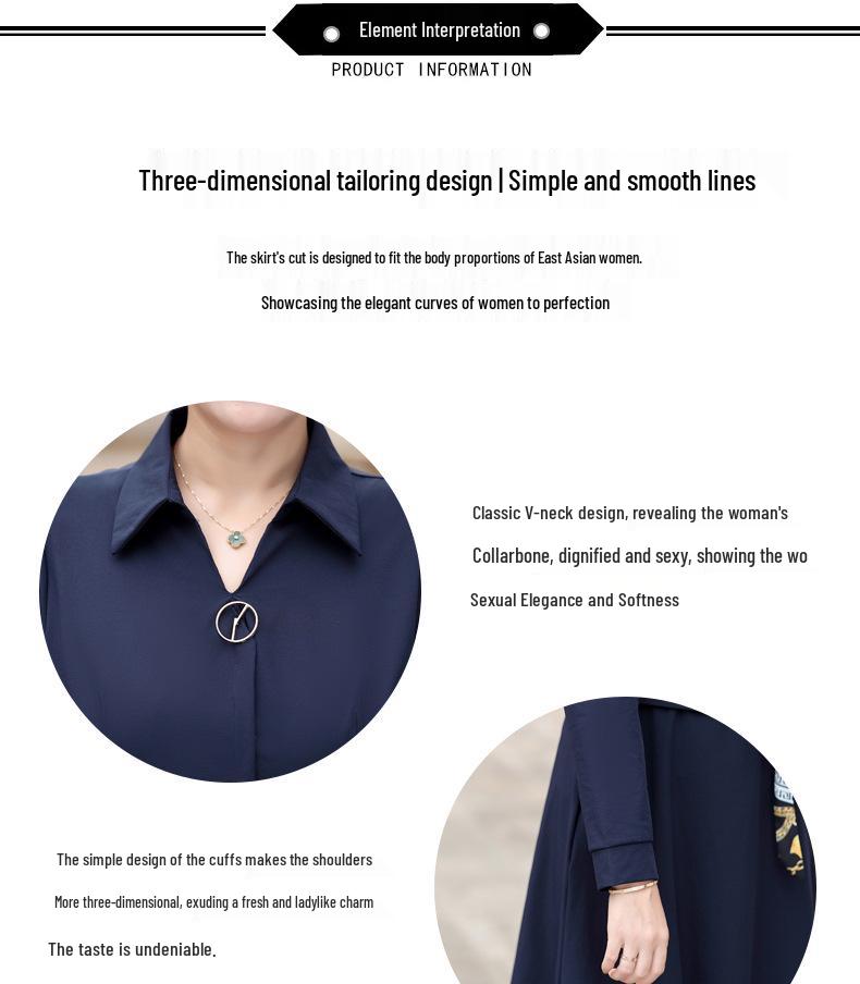 Spring 2026 Long-sleeve Dress for Middle-aged Women: Waist-cinching, Wide-leg Style for Spring and Autumn