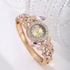 Korean Women's Rhinestone Leaf Quartz Watch Decorative Bracelet Wristwatch