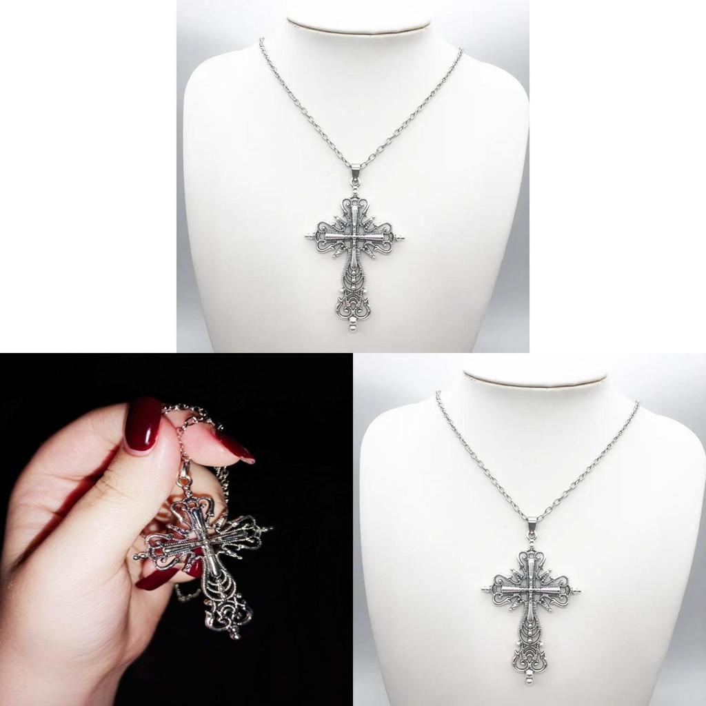Cross Pendant Necklace Gothic Punk Jewelry Alloy Geometric For Women