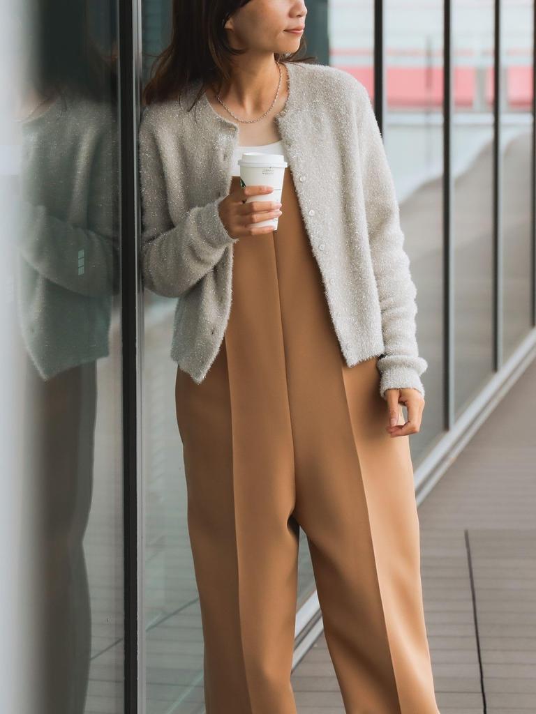 B:MING LIFE STORE by BEAMS / Large/Sized Knit B:MING by BEAMS Lamé Knit Cardigan Women's Beige One Size