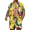 Spring and Summer Loose Beach Casual Men's Clothing Floral Print Fashion Top Shirt Set