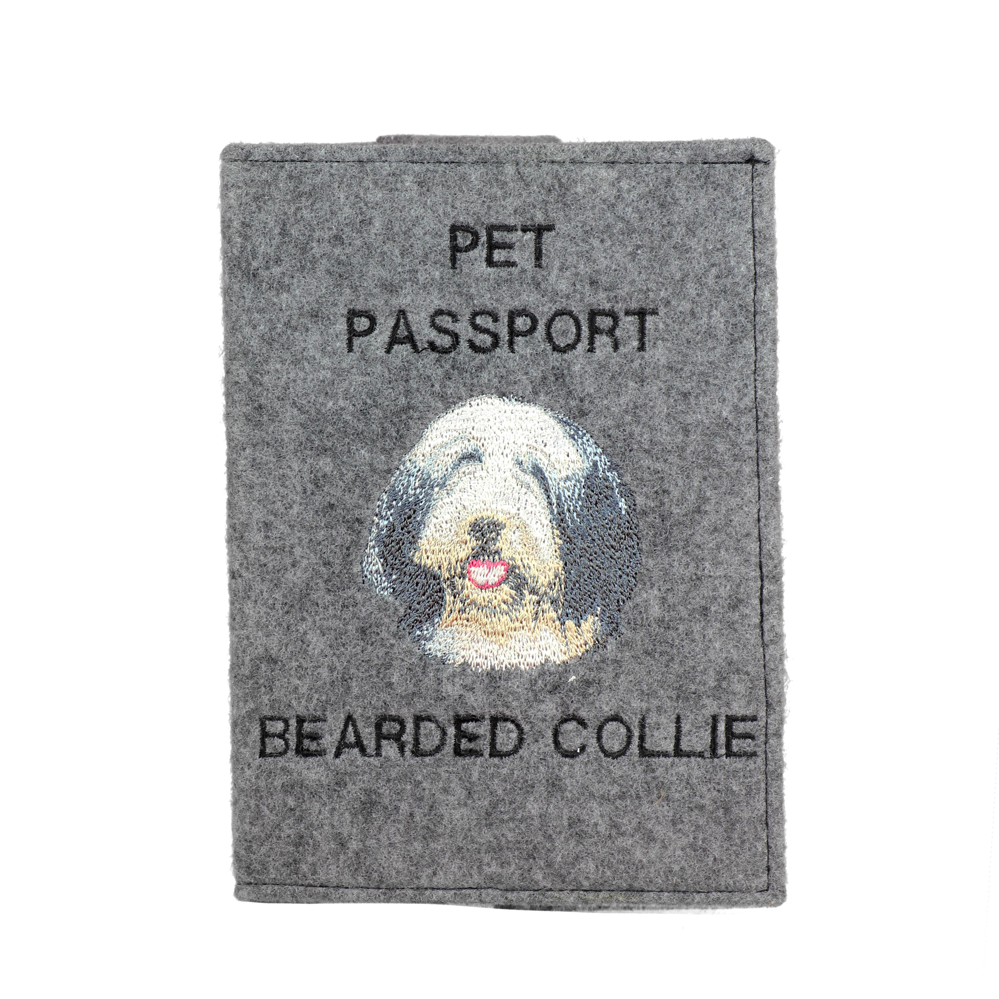 

Bearded Collie, Highland Collie, Mountain Collie - Dog passport case, document case, gift for the traveller from the Art-Dog brand сірий колір