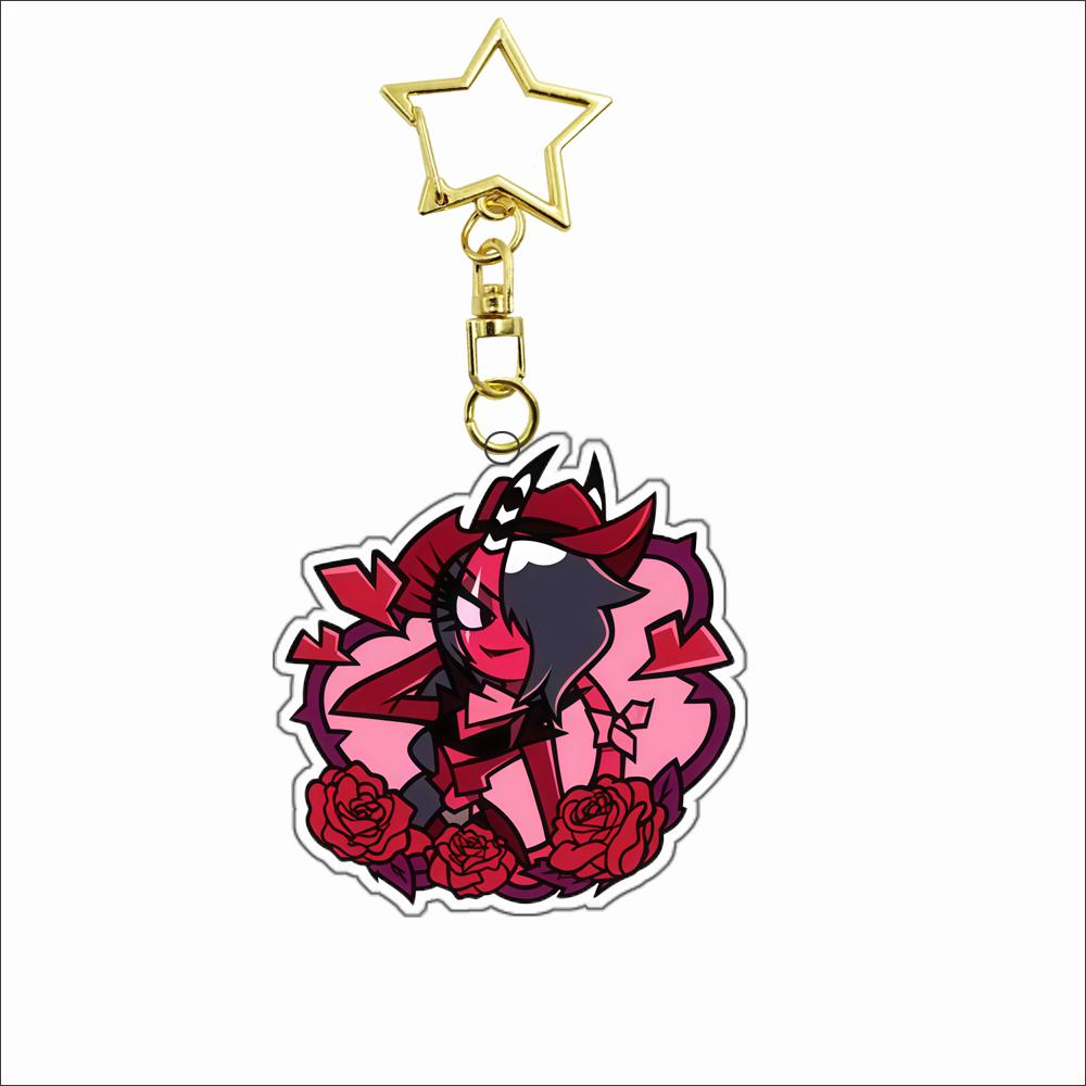 Acryl Schlüsselanhänger für Helluva Boss Verosika Mayday Satan Emberlynn Pinkle Ozzie Loona Glitz Glam Anime Acryl Schlüsselanhänger Anhänger