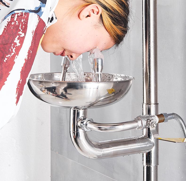 304 Stainless Steel Double-Outlet Eyewash Station for Chemical Labs