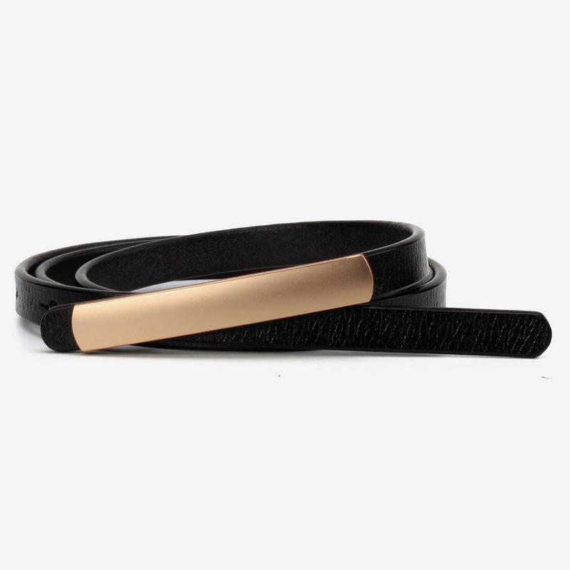 Retro Women's Thin Black Genuine Leather Waist Belt - Versatile Fashion Accessory for Dresses and Skirts