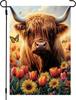 Spring Summer Highland Cow Oral Garden Ags Double Sided, Small, 12x18 XXQ