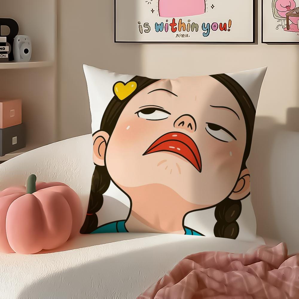 Character sweet Lovely girl Cushion Cover Pillowcase Short Plush Invisible zipper Room Sofa Cushion Cover