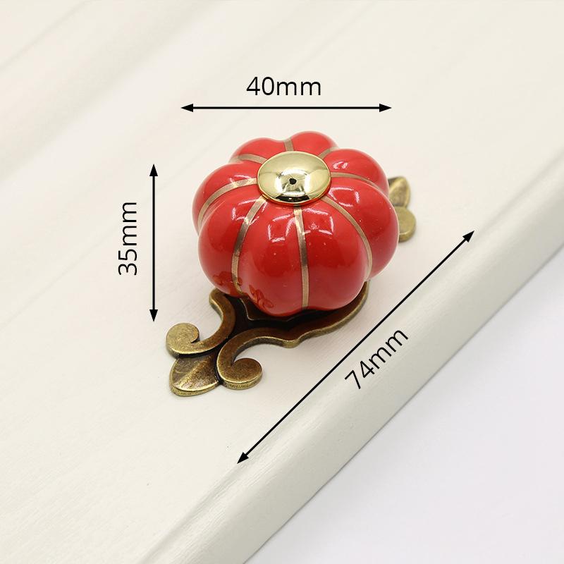 KAK Maniglia per Mobili in Ceramica da 40 mm Base Nera Manopole e Maniglie Zucca per Stanza dei Bambini Maniglia per Ante di Armadietti da Cucina Cassetti