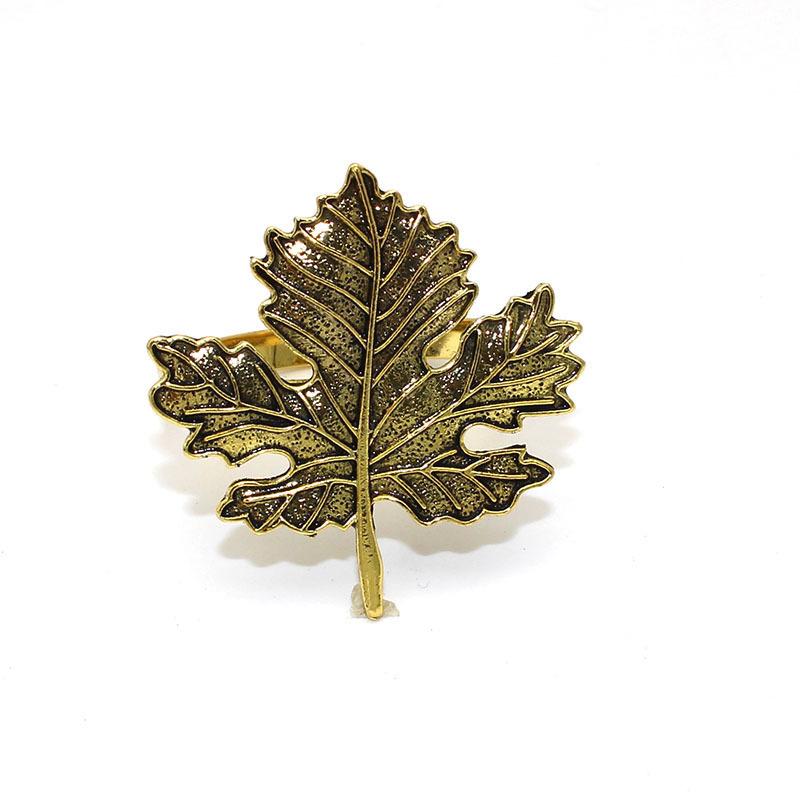 10pcs/ot Classic Vintage Leaf Napkin Ring Leaf Napkin Buckle Maple Leaf Alloy Napkin Ring Wedding Table Decoration