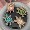 Crystal Studded Turtles Brooch With Secure Clasp Hypoallergenically Alloy Lapel Pin Jewelry For Parties Travel Gifts