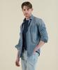 PANICALE Blue Flower Pattern Washed Denim Shirt