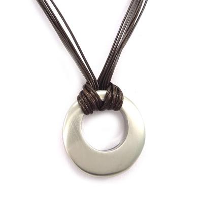 [K5801] - Brushed Silver-brown 'Choreography' Steel Necklace - 4 Cm