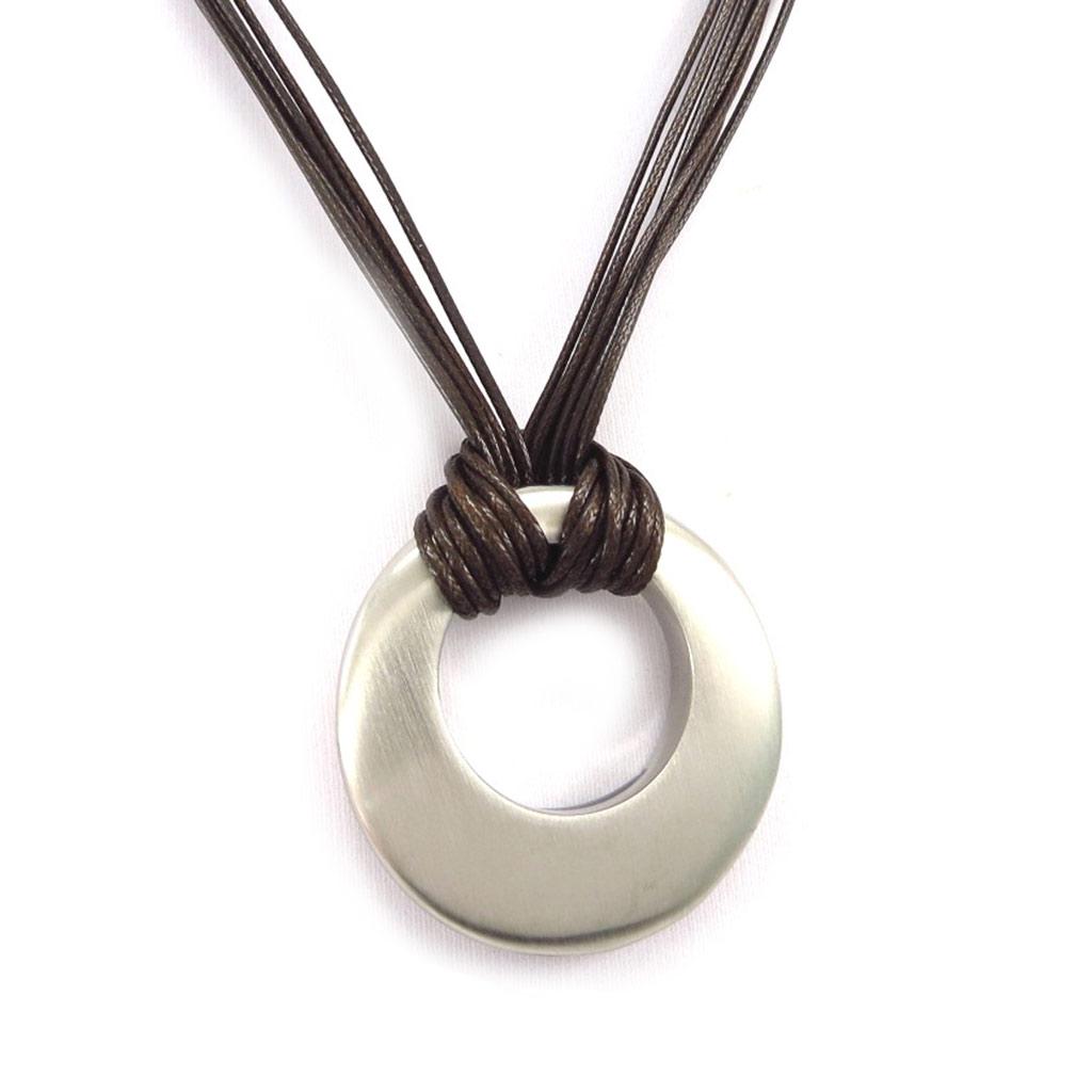 Les Trésors De Lily [K5801] - Brushed Silver-brown 'Choreography' Steel Necklace - 4 Cm