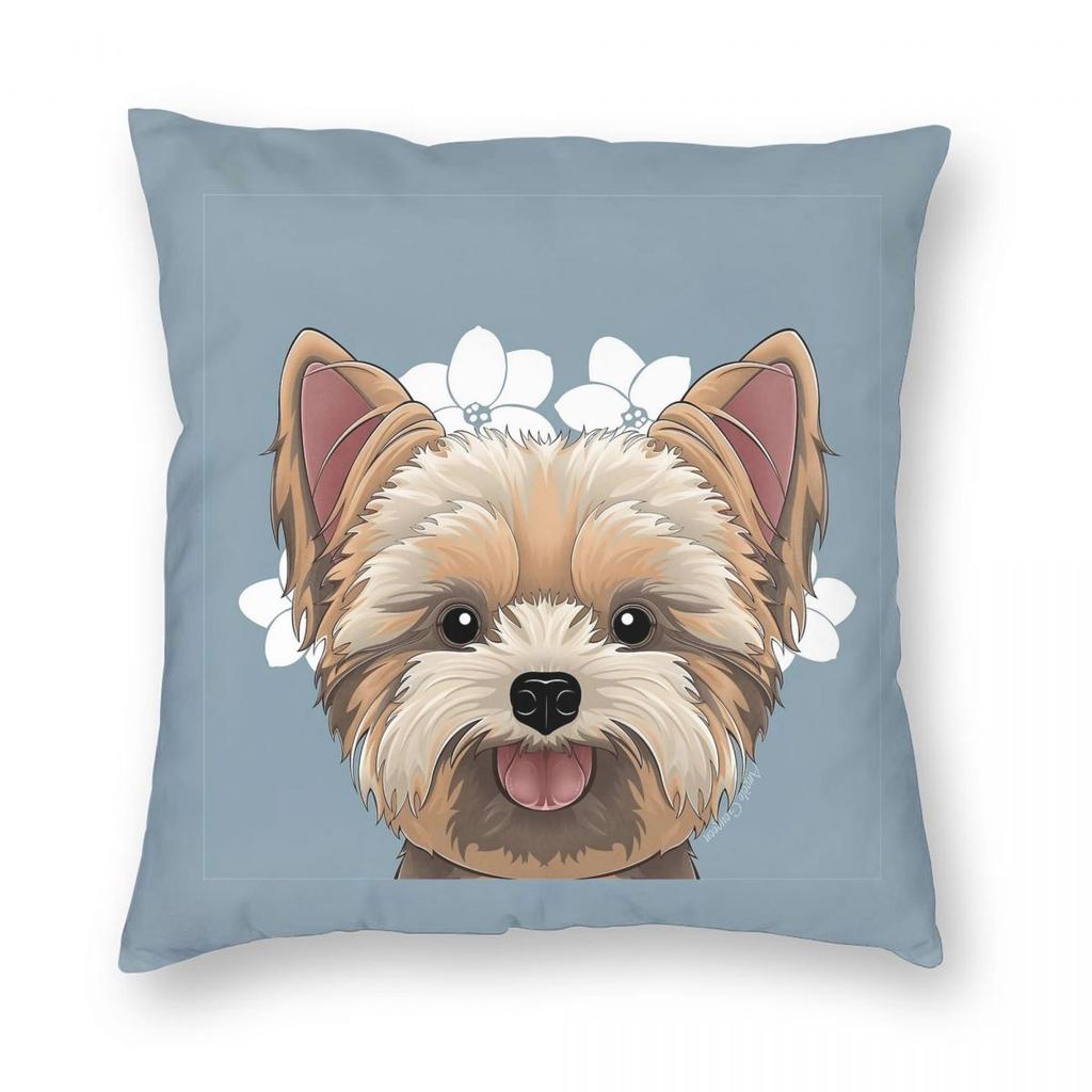 Yorkie Terrier Dog Cute Pillowcase Printed Polyester Cushion Cover Decor Pillow Case Cover Home Square cm