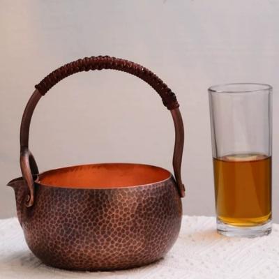 Vintage Pure Copper Water Kettle ,Hammer Texture Weave Portable 500 Ml Heat Resistant Filter Kettle,Tradition Handcrafted Teapot