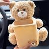 Cute Car Trash Can 2-in-1 Multifunctional Cute Plush Bear Waterproof Auto Storage Truck Trash Can For Home Desk Table Bedside