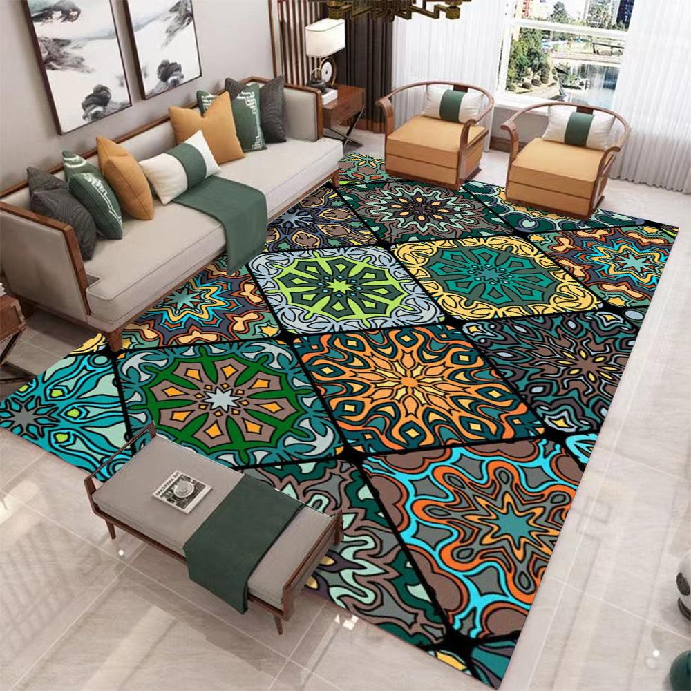 Retro Boho Persia Style Carpet Living Room Bedroom Balcony Sofa Table Chair Door Rug Non-slip Machine Washable Home Mat Decor