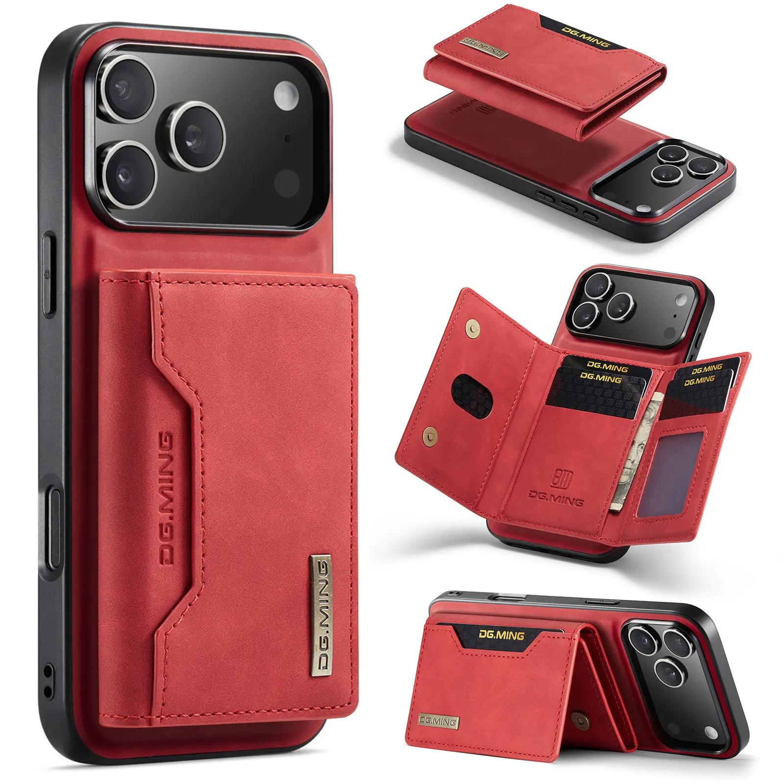 

2 in 1 Detachable Magnetic Leather Phone Case for IPhone 17 Air 16 15 14 13 12 11 Plus Pro Max Wallet Cover Cards Holder Pocket iPhone 15 Pro Max червоний
