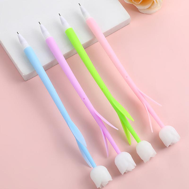 1Pcs/Lote Bolígrafos de Gel de Flores Decoloradas Rosa Tulipán 0.5Mm Tinta de Gel Negra Escritura Bolígrafo Neutro Papelería para Estudiantes Regalo de San Valentín