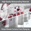 Christmas Shower Curtain Winter Snowman Xmas Pine Tree Shower Curtains For Bathroom Decor Waterproof And Mildew Resistant
