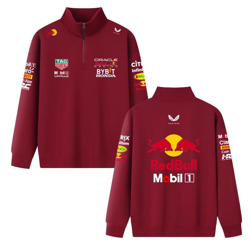 F1 Red Bull Team Uniform Spring and Autumn Jacket F1 Formula Racing Summer Red Bull Team Half Zip Hoodie