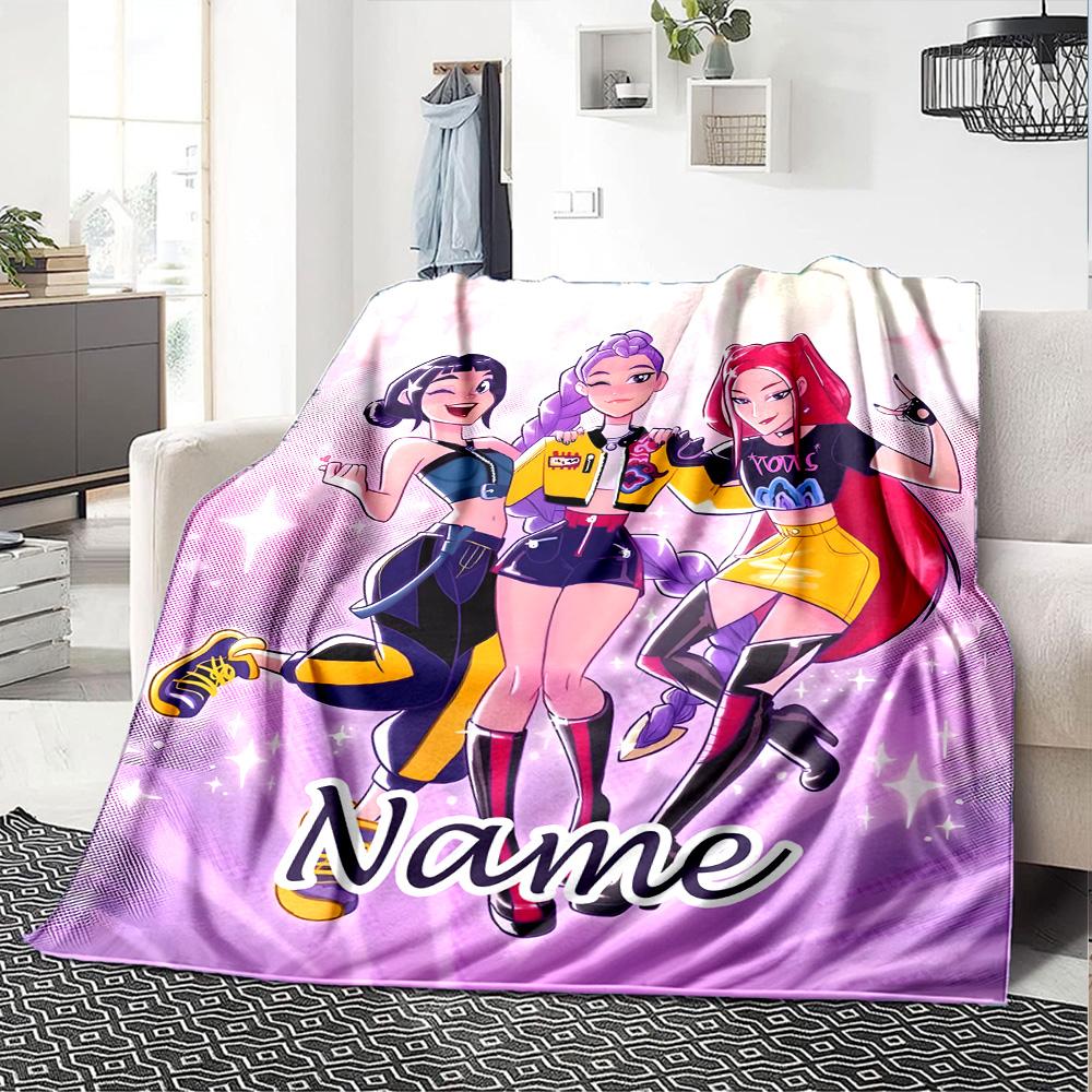 Customizable KPop Demon Hunters36 Throw Blanket – Personalized Name, All-Season Cozy Snug Blanket, Machine Washable, Personalized Blanket